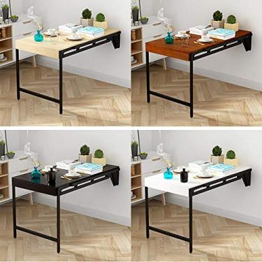 Imagem de Mesa de jantar dobrável para pequenos espaços, suportes de prateleira montados na parede, mesa dobrável para cozinha, mesa de computador invisível para economia de espaço (cor de madeira)