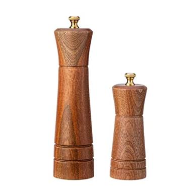 Imagem de THJKUPO Moedor de sal e pimenta de madeira maciça com núcleo de moagem de cerâmica, moedor manual de temperos, utensílios de cozinha