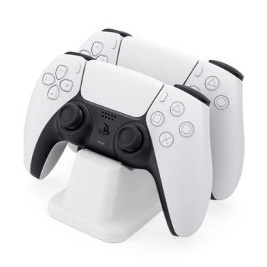 Imagem de Suporte Duplo Universal para Controle de Jogos, Base de Mesa Decorativa em Plástico, Gamer, Ps5, Ps4, Xbox, Pc, Notebook, Nintendo Switch, Joystick, Manete, Videogame, Console (Branco)