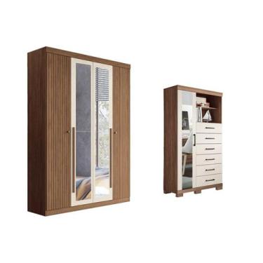 Imagem de Guarda Roupa +Cômoda 2 Peças QC325 Jatoba/Areia - Santos Andirá