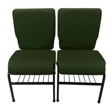 Imagem de 02 Cadeiras para Igrejas c/ Porta Biblía e Porta Cálice Verde