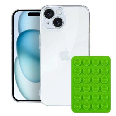 Imagem de Kit Capa Crystal Slim Para Iphone 15 + Ventosa Verde Gshield