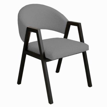 Imagem de Cadeira De Jantar Antonella Veludo Estilo Poltrona Com Pés Preto - 7 Decor Cinza Escuro