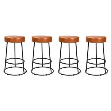 Imagem de Kit 4 Banquetas Roma 70cm Couríssimo Amarula - Salaone Amarula