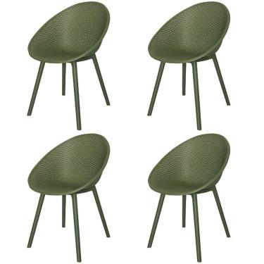 Imagem de Kit 4 Cadeiras Drops Rivatti Em Polipropileno Verde Base Desmontável Verde