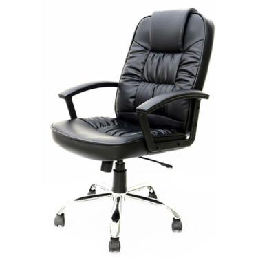 Imagem de Cadeira Giratória Baixa Viseu Rivatti Revestida Em Poliuretano Preto Base Rodízio Nylon