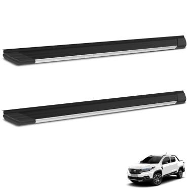 Imagem de Estribo Lateral Strada 2021 a 2026 SUV II Alumínio Preto Frente Polida