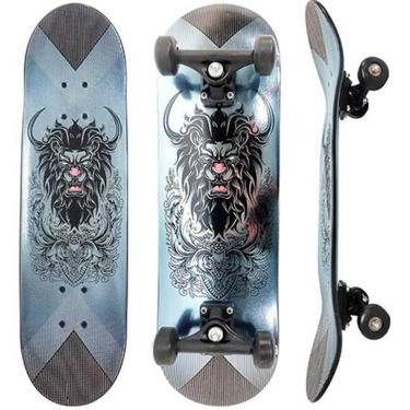 Imagem de Skate Infantil Radical Estampa Both Sides Leão Metalico - Dm Toys DMR7235