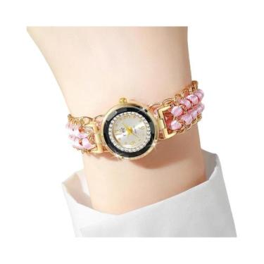 Imagem de Relógio feminino moda pulseira de corda trançada relógios de quartzo -