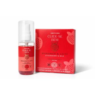 Imagem de Kit Morango&Leite Body Splash 60ml Sabonetes em Barra 4x80g - Cuide-Se