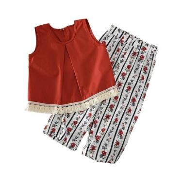 Imagem de Conjunto De Blusa Sem Mangas Com Bolinhas E Calças Largas Para Bebês M