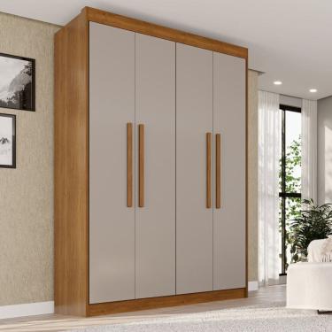 Imagem de Guarda-roupa 4 Portas 3 Gavetas 100% Mdf Veneza Cinamomo/Off-White