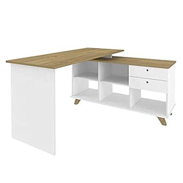 Imagem de Escrivaninha em L Retrô para Home Office ou Escritório 2 Gavetas - Gold Artany