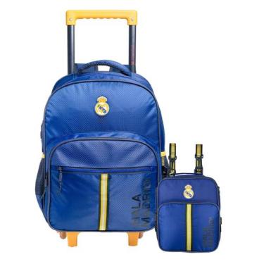 Imagem de Kit Escolar Real Madrid Luxo Mochila Rodas Costa + Lancheira - Xeryus