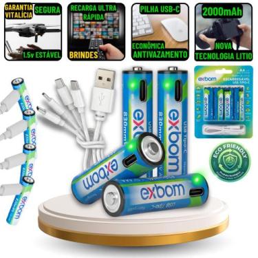 Imagem de pilha aaa palito recarregaveis carregador bivolt mouse sem fio control