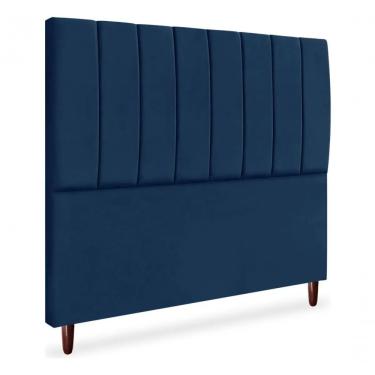 Imagem de Cabeceira De Cama Box Carla Casal Queen 160 Cm Suede Azul Marinho Do Lar Móveis E Decoração