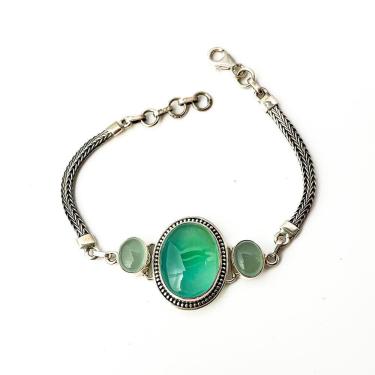 Imagem de Pulseira Imponente Oval Agata Natural Prata 925