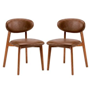 Imagem de Kit 2 Cadeiras de Jantar em Madeira Laura Estofada Couríssimo Marrom CCS