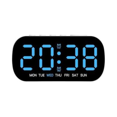 Imagem de Despertador Digital LED Alimentado Por USB Com Temperatura, Data, Sema