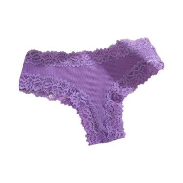 Imagem de Calcinhas Brasileiras Sexy De Renda Em Algodão Para Mulheres, Cintura 