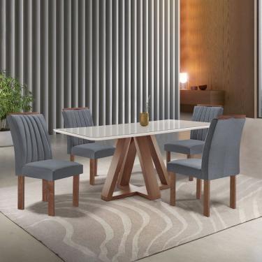 Imagem de Mesa de Jantar 120x90cm com 4 Cadeiras Arizona e Tampo de Vidro Kyra em MDF