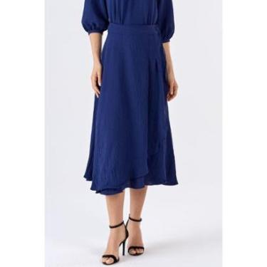 Imagem de Saia Midi PKS Pareô Azul Marinho-Feminino