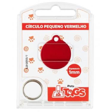 Imagem de Plaquinha de Identificação Personalizada - Cículo Vermelho P - Pets Ta
