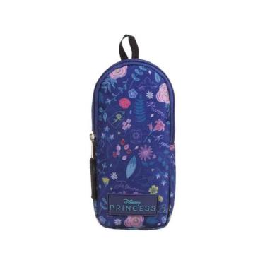 Imagem de Estojo Escolar DMW Soft Princesas Florido com Elástico 37837, Azul Dis