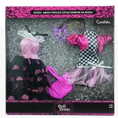Imagem de Vestido Para Boneca - Doll Dress Kit 2 Looks - Xadrez E Rosa