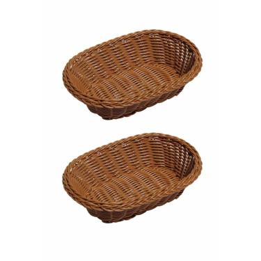 Imagem de Kit 2 Cesta Oval Rattan Lyor Bandeja de Plástico com 24cm