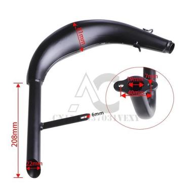Imagem de Escapamento Curvo Preto Para Motores a Gasolina 50cc 80cc 2 Tempos De 