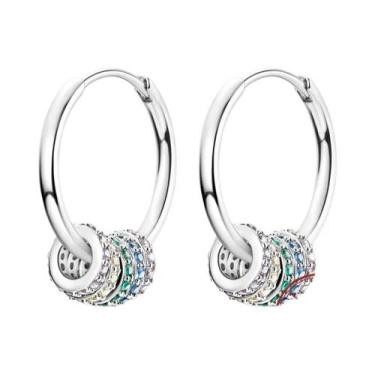 Imagem de Brincos De Argola Femininos Em Prata Esterlina 925 Com Estrela, Coraçã