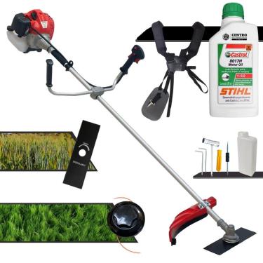 Imagem de Roçadeira Profissional Anmax CG520P-TB À Gasolina 2T 52cc 2,2HP 10.000rpm de Alta Performance Com Faca 2 Pontas e Carretel de Nylon + ÓLEO STIHL 2T