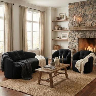 Imagem de Kit de 01 Sofá Orgânico Curvo Feijão + 02 Poltronas Confortável Sala E