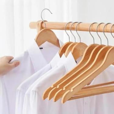 Imagem de Kit 3 Unidades Cabides Madeira Pendura Gancho Camisa Social Jeans Cami