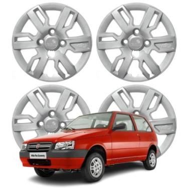 Imagem de Jogo Calota Aro 13 Fiat Uno Milee Way 2013-2015 Cubo Baixo Prata 227CB