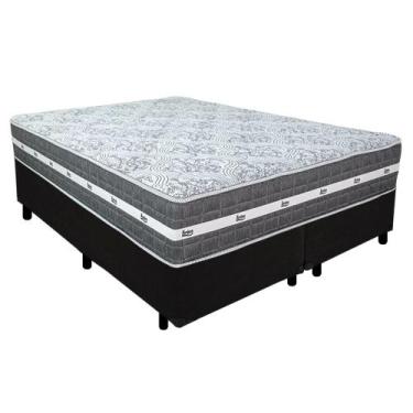 Imagem de Cama Box Casal Bipartido Suede + Colchão Anjos Black Graphite Molas En