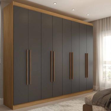 Imagem de Guarda-Roupa Casal Ele e Ela 8 Portas 4 Gavetas 8 Prateleiras Cinza/Cinamomo - Panorama...