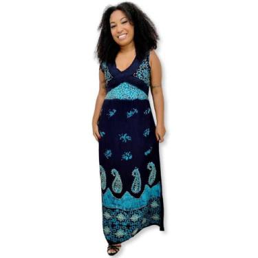 Imagem de Vestido Longo Indiano Regata Bordado Batik com Renda 1015 - Sarat Moda