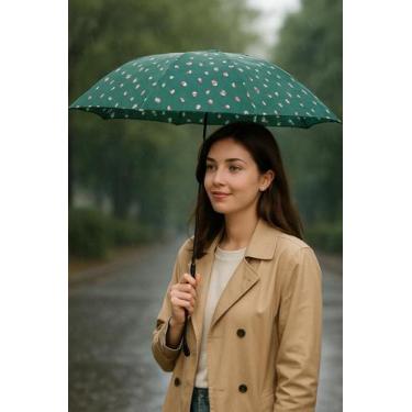 Imagem de Sombrinha Compacta Estampada Dobrável Resistente - BRILHANTE, Verde