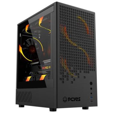 Imagem de Gabinete Gamer Pcyes Ozara Black Vulcan, Lateral em Vidro Temperado, U