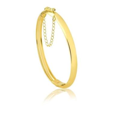 Imagem de Bracelete Oval Liso 5 75mm Com Pega Ladrão Folheado A Ouro - Radhau Jo