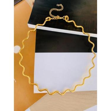Imagem de Colares choker folheados Aro liso curvado Ouro e Prata - Dondocas.Biju