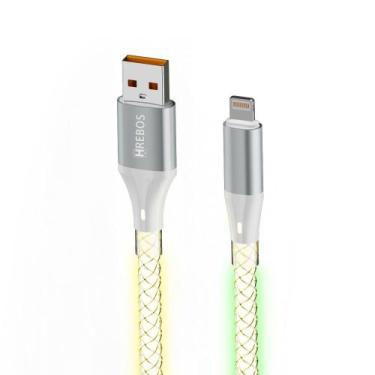 Imagem de Cabo Turbo Hrebos Cb-507i Neon Rgb Usb Para Lightng 1m