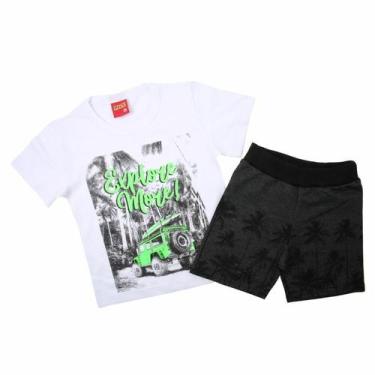 Imagem de Conjunto Roupa Infantil Menino Camiseta Estampa Explore + Bermuda Em M