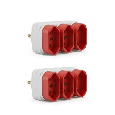 Imagem de Kit 2 adaptador benjamin Triplo universal plug 10A e 20A, compatível c