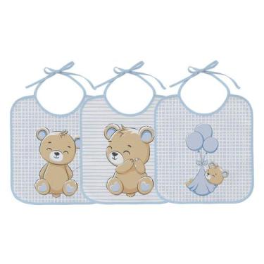 Imagem de Babador felpudo bercinho tamanho único 3 und estampas, Urso Azul