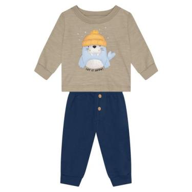 Imagem de Conjunto bebê menino de leão marinho Brandili Baby, G, Marrom