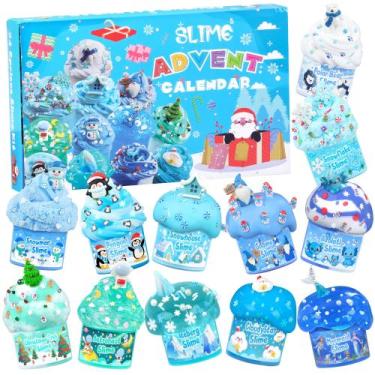 Imagem de Calendário do Advento LAWOHO Slime 2025, kit Blue Slime de 24 dias