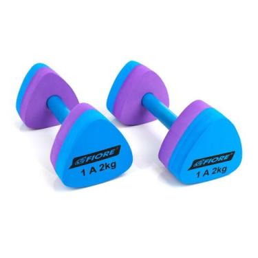 Imagem de Halter Triangular EVA para Hidroginástica 1 a 2 Kg Fiore, Azul, Roxo